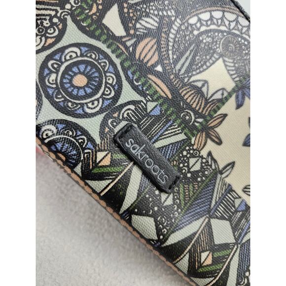 Sakroots Eco-Twill Spirit Artist Circle Large Wallet Crossbody Bag Black - Picture 10 of 12